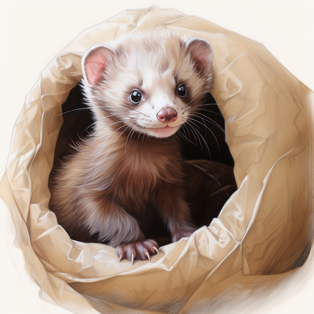 Cute Ferret Drawing Inside Circle