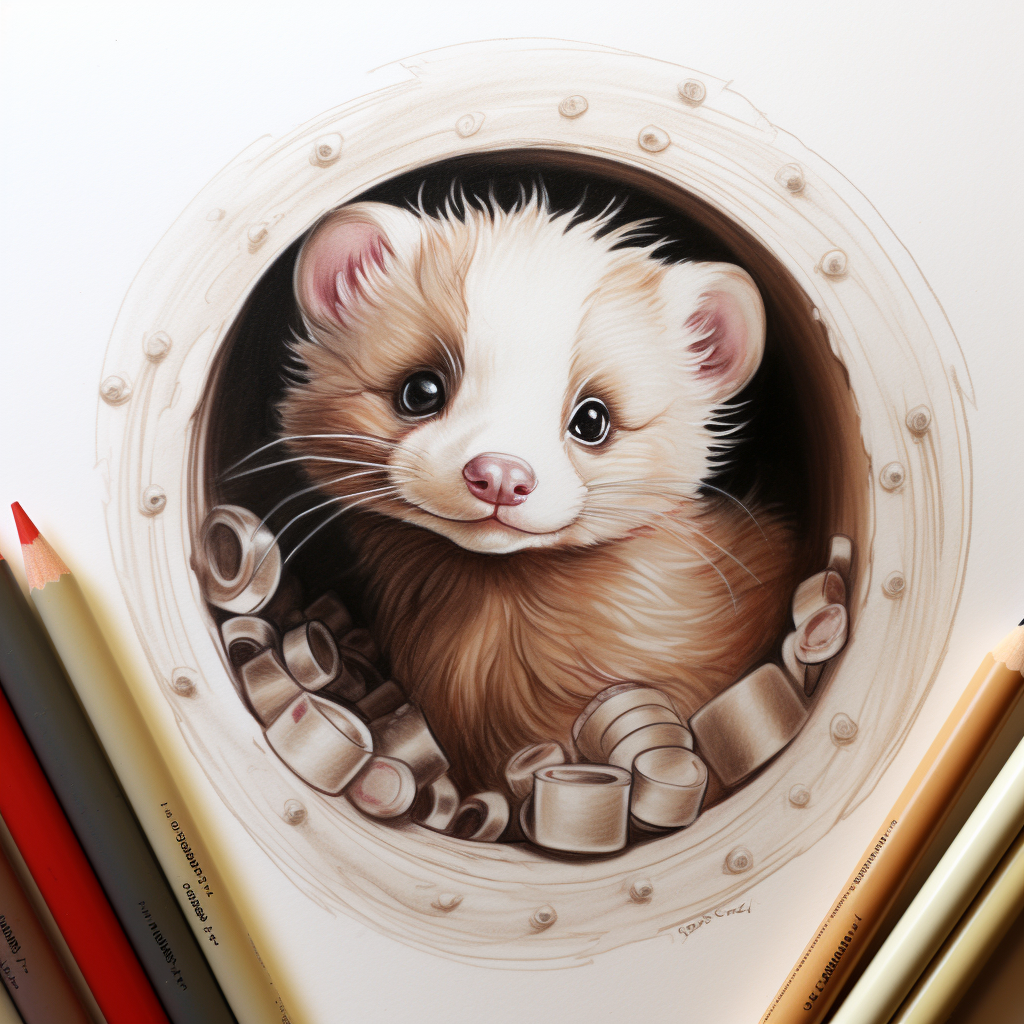 Cute playful ferret artwork