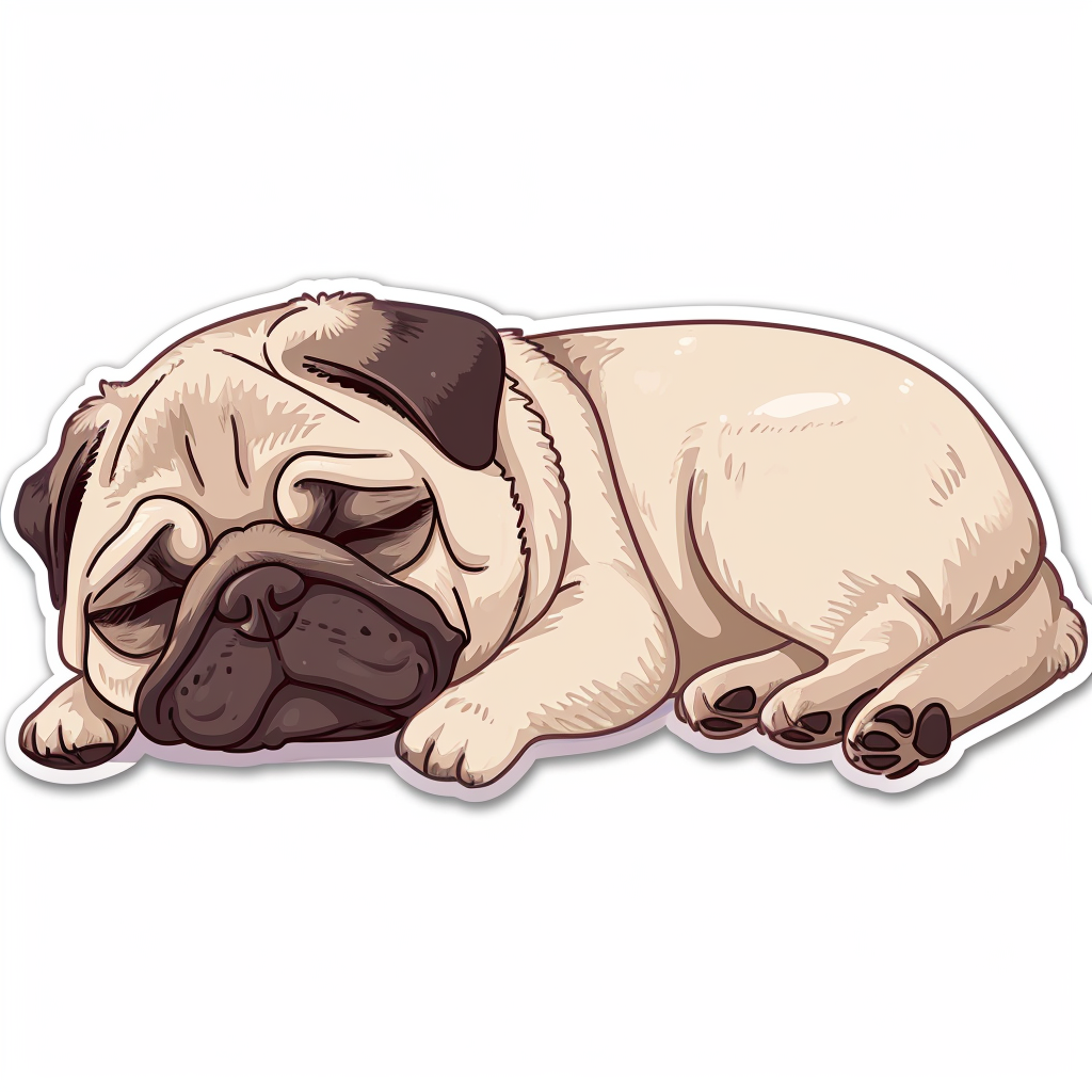 Cute pug sleeping on white background