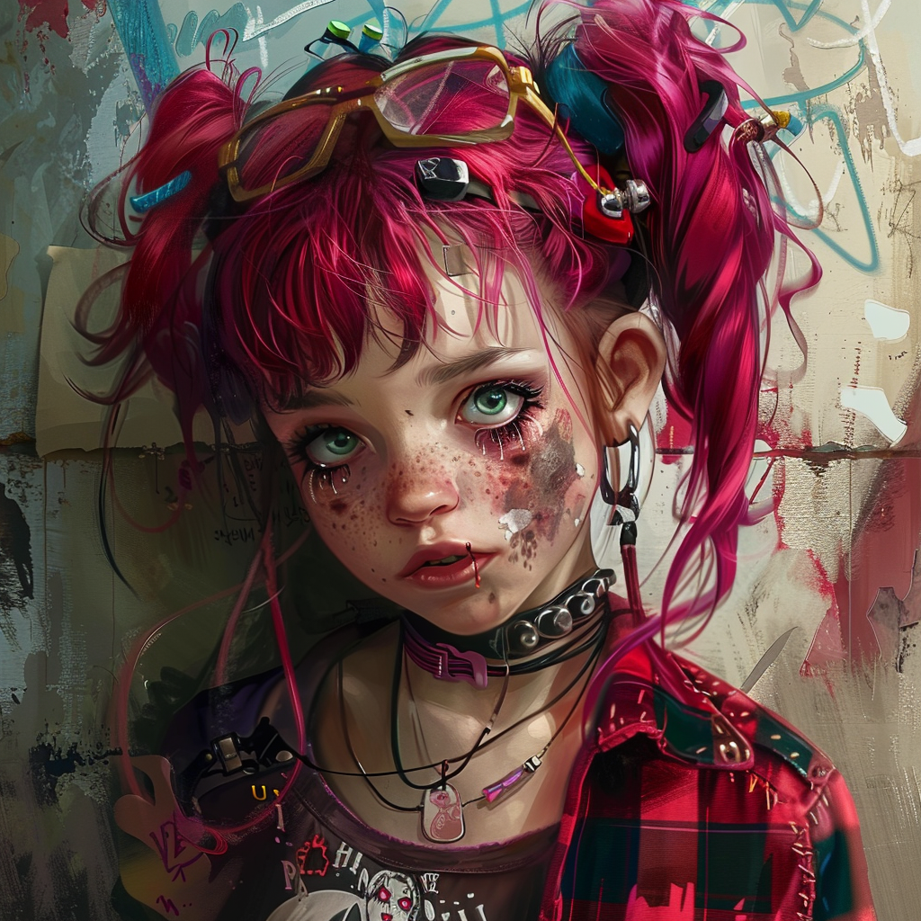 Cute punk girl on bench