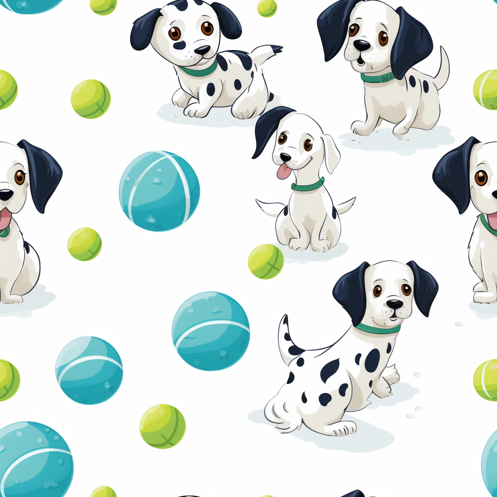 Adorable puppies and tennis balls on white background