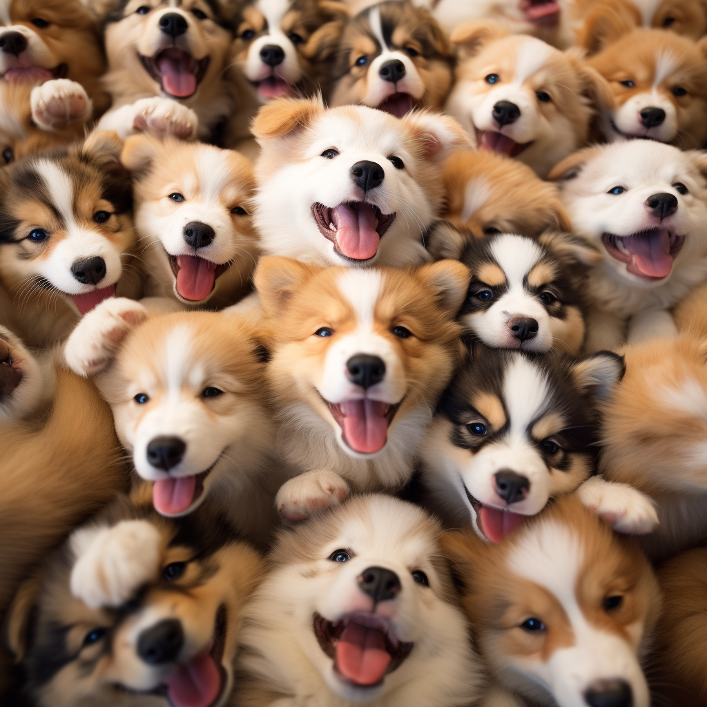 Group of Cute Puppies Playing