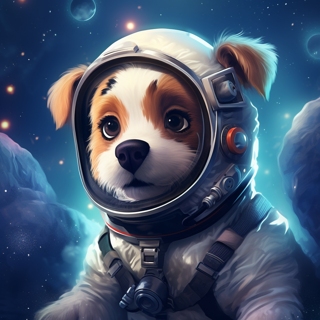 Illustration of a Cute Puppy in Space