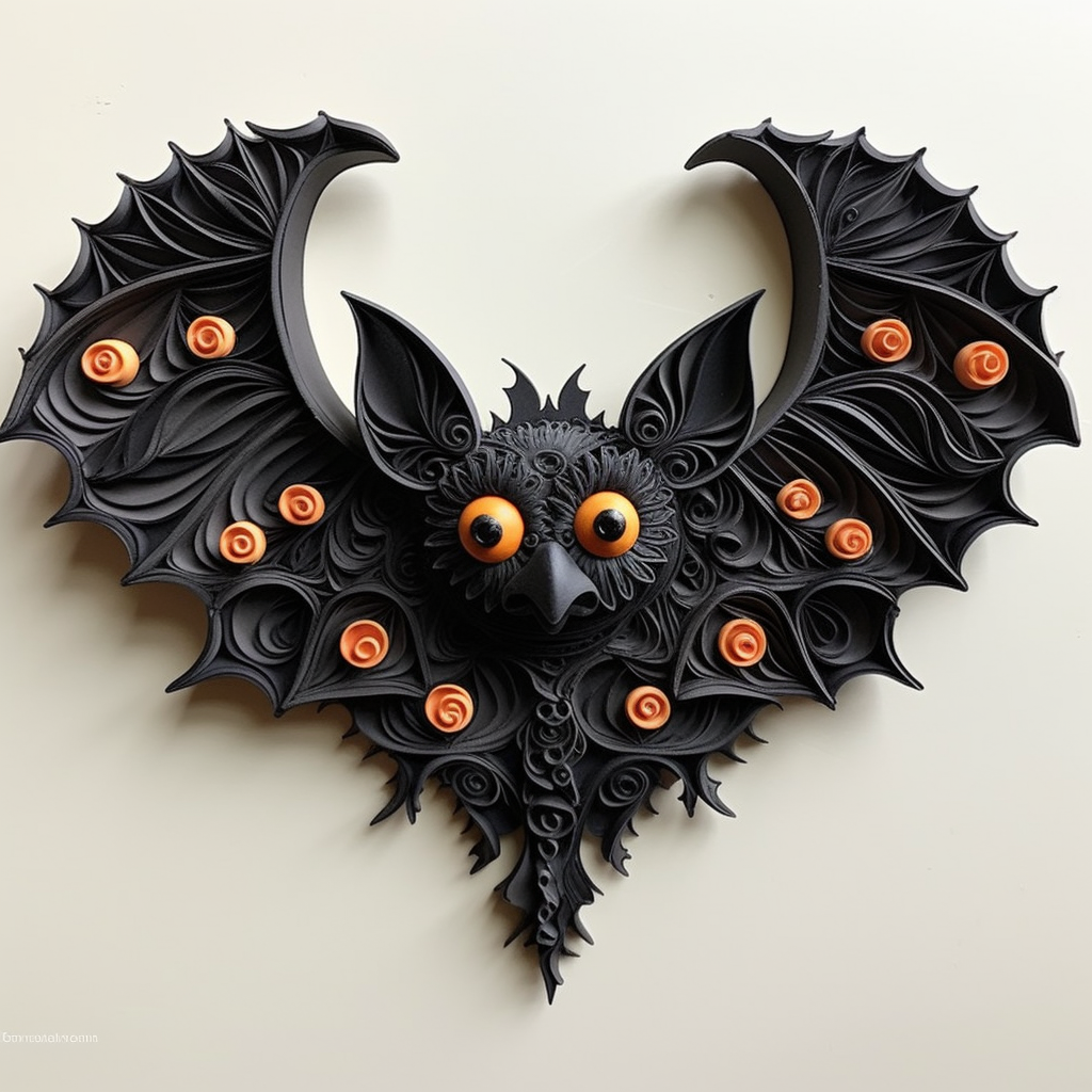 Beautiful handmade quilled bat artwork