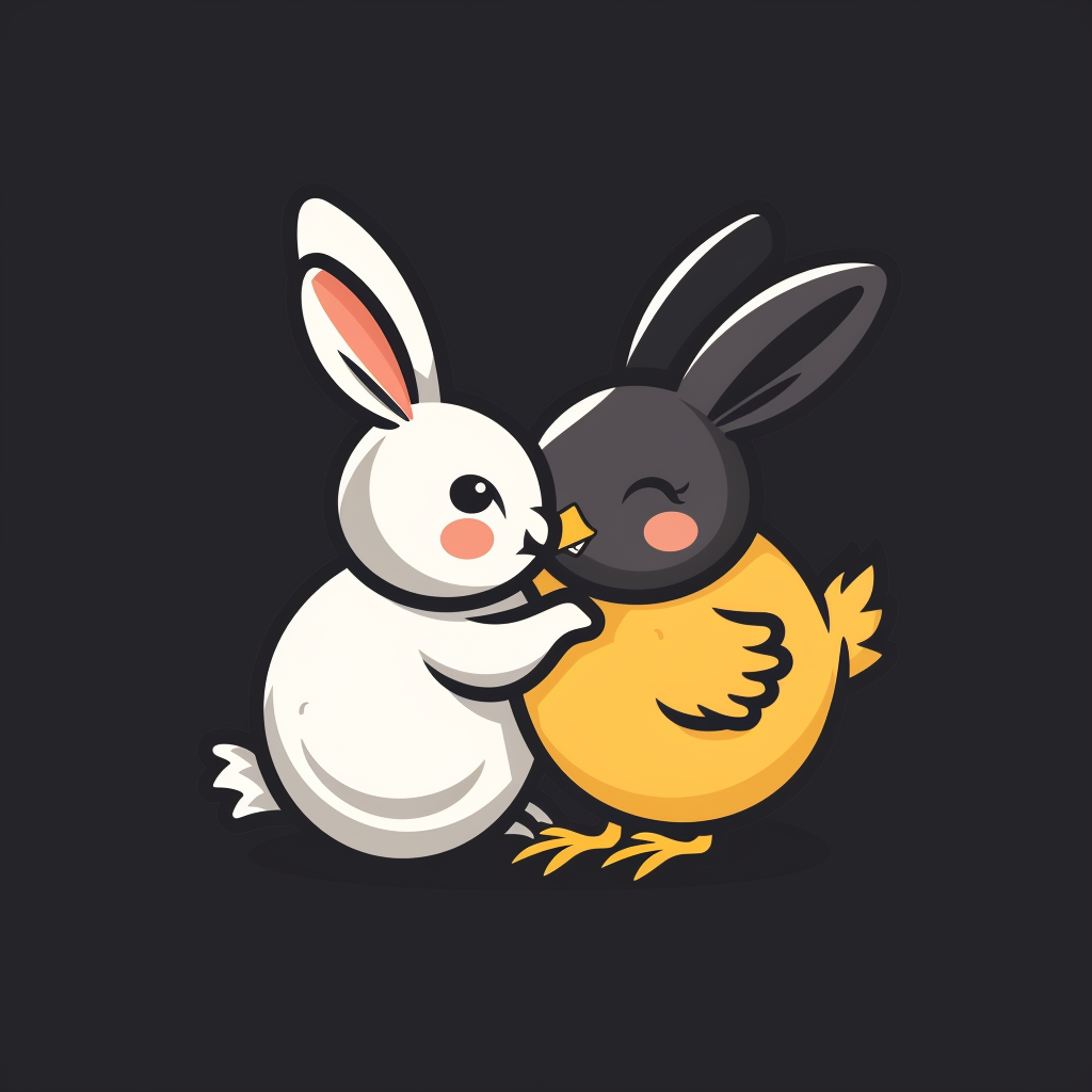 Modern logo with rabbit and chick