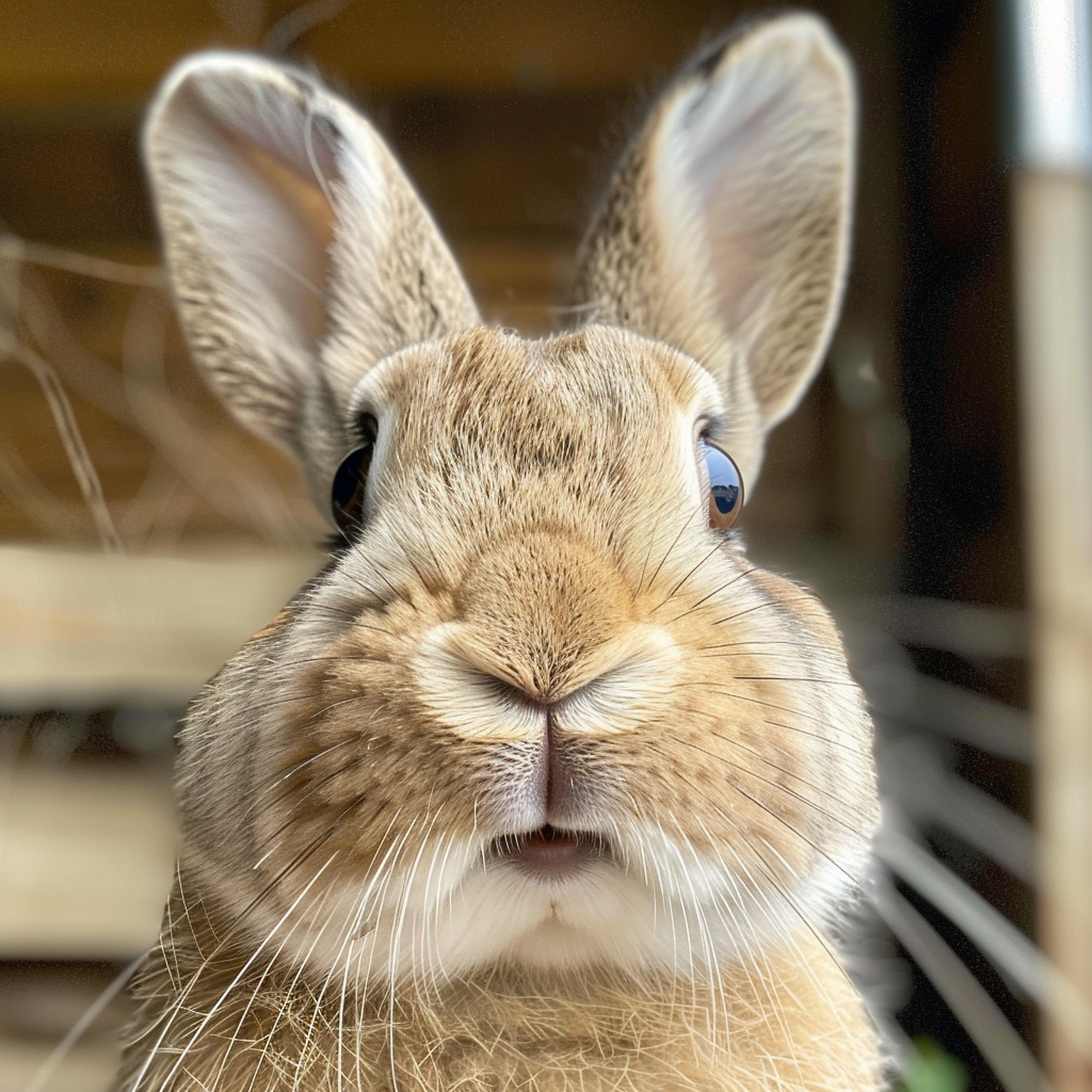 Adorable Rabbit with Embarrassed and Surprised Expressions