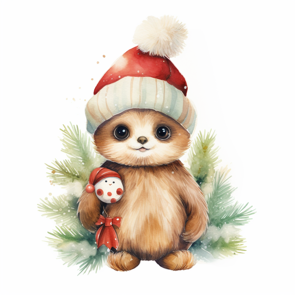 Adorable Christmas Watercolor Raindear Clipart