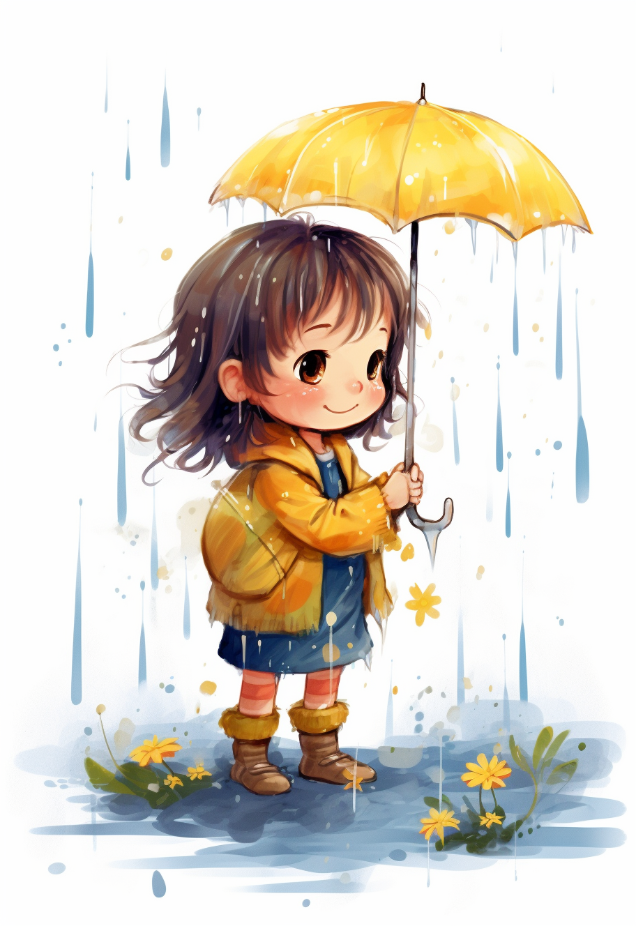 Cute rainy season character illustration