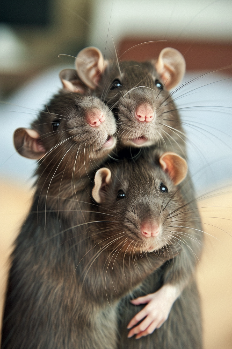 Cute rats taking picture on Valentine's Day