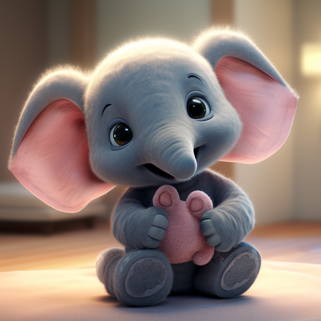 Cute elephant holding heart with  FIA