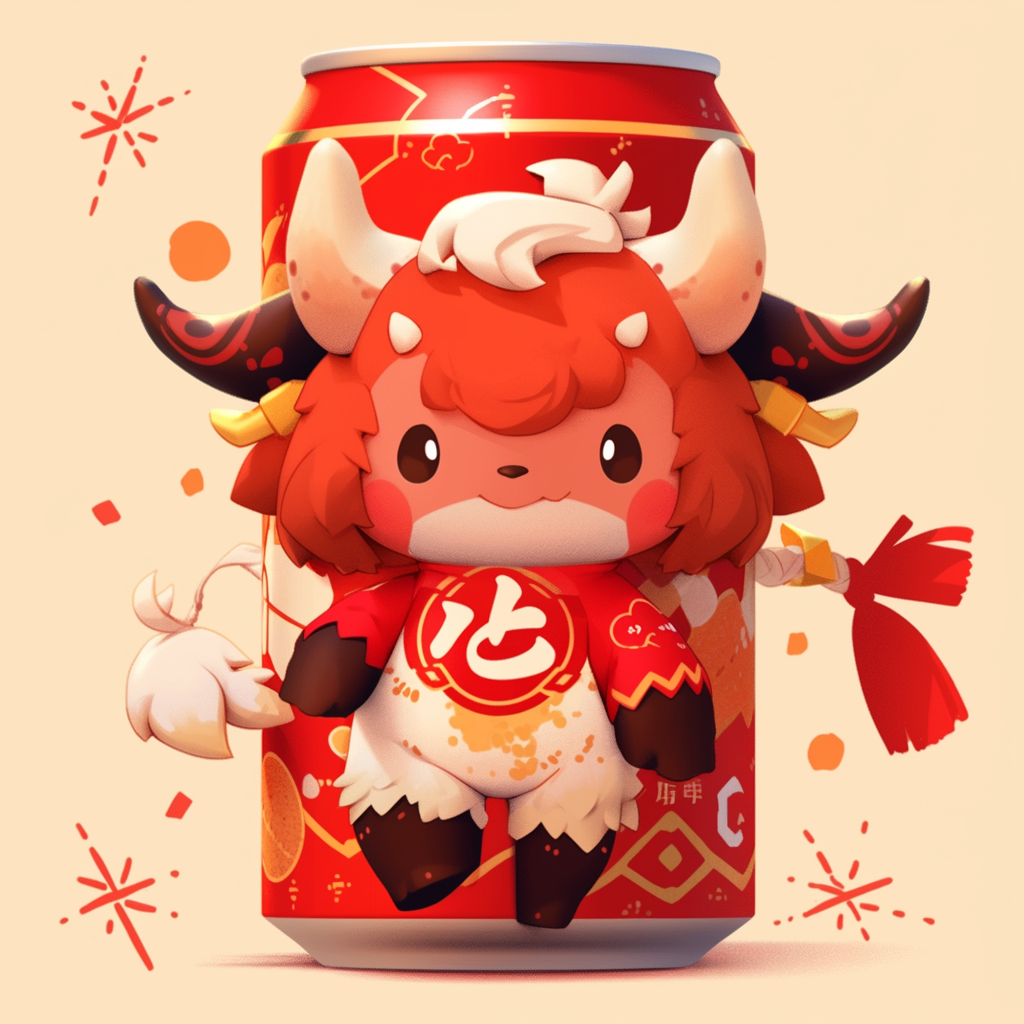 The adorable red bull mascot for a spicy hotpot brand