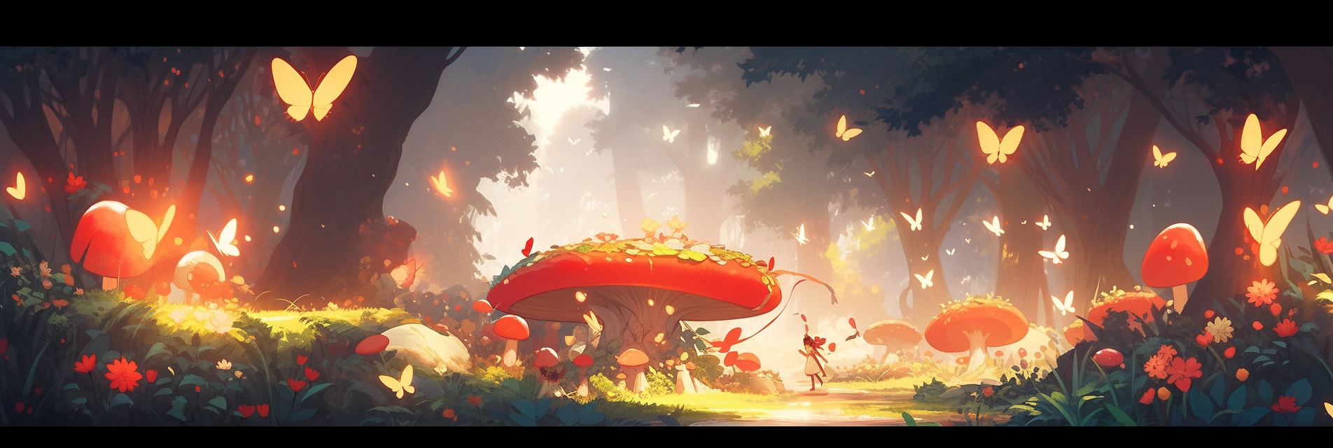 Beautiful Mushroom-filled Landscape