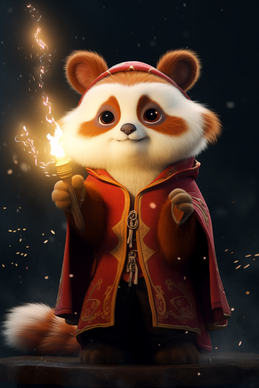 Cute red panda wizard character artwork