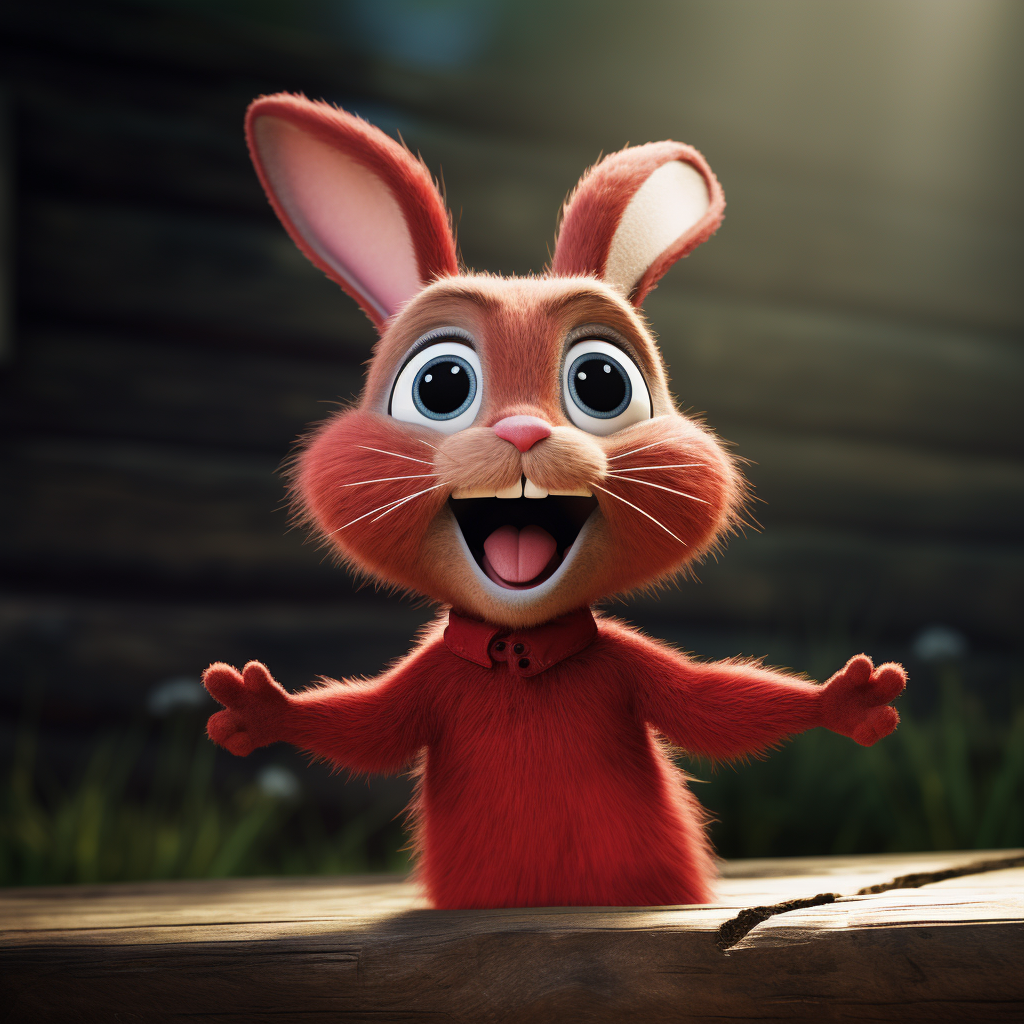 Cute red rabbit puppet cartoon