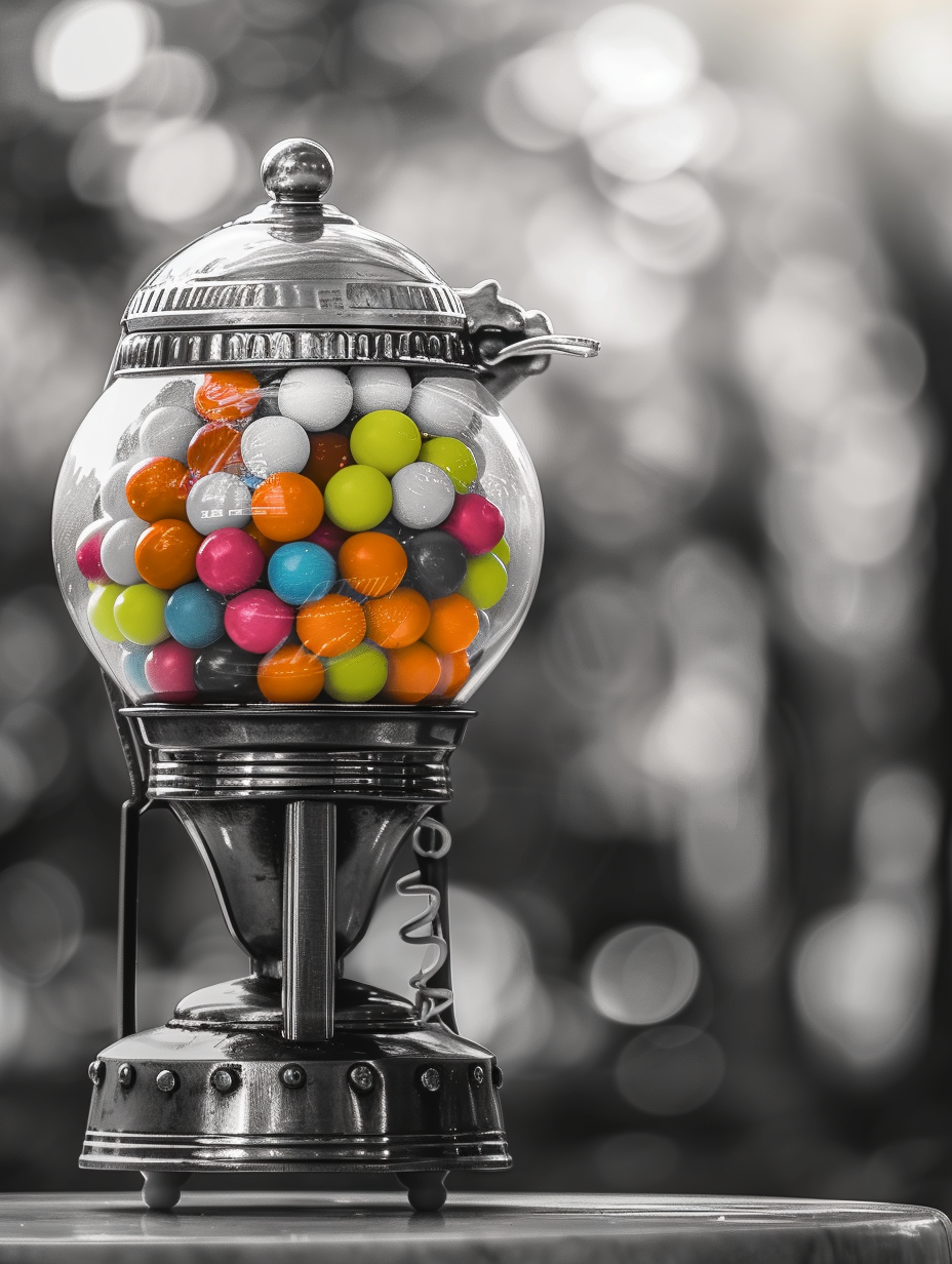 Retro Gumball Machine with Pastel Gumballs