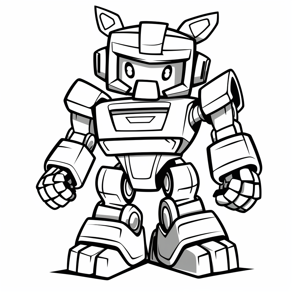 Cartoon robot illustration for coloring book