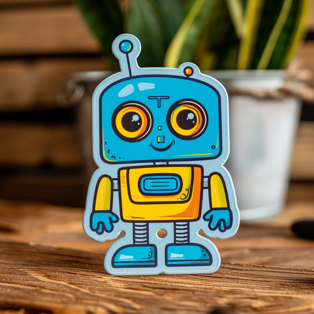 Robot sticker blue yellow design