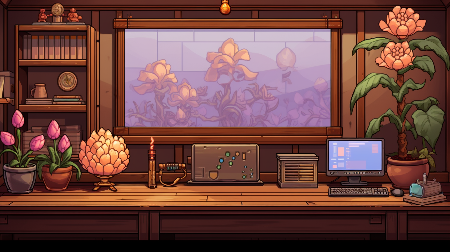 Cute room with FX chart and lotus flowers