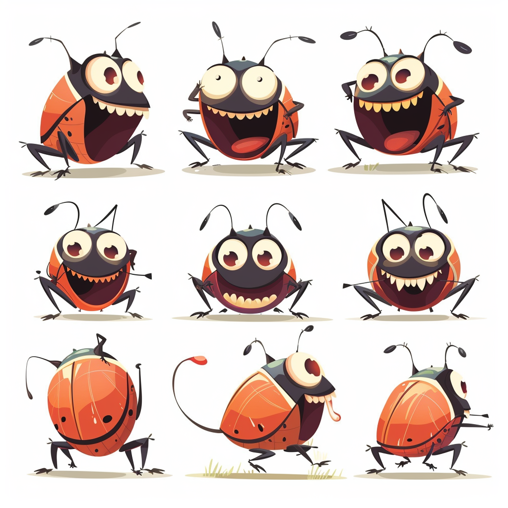 Cute bug character sheet illustration