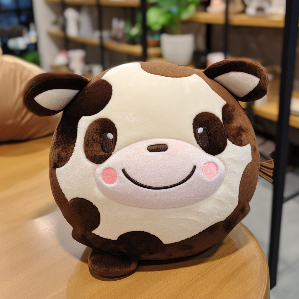 Adorable round cow plush toy