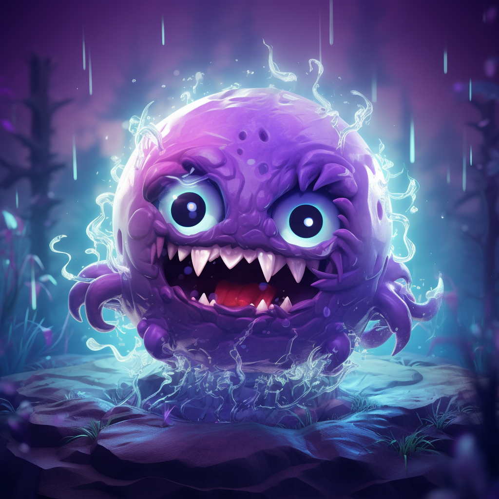 cute round purple spooky spirit illustration