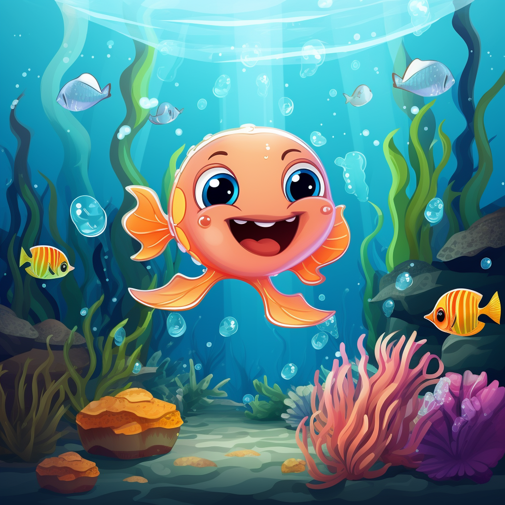 Cute sea animals in comic style