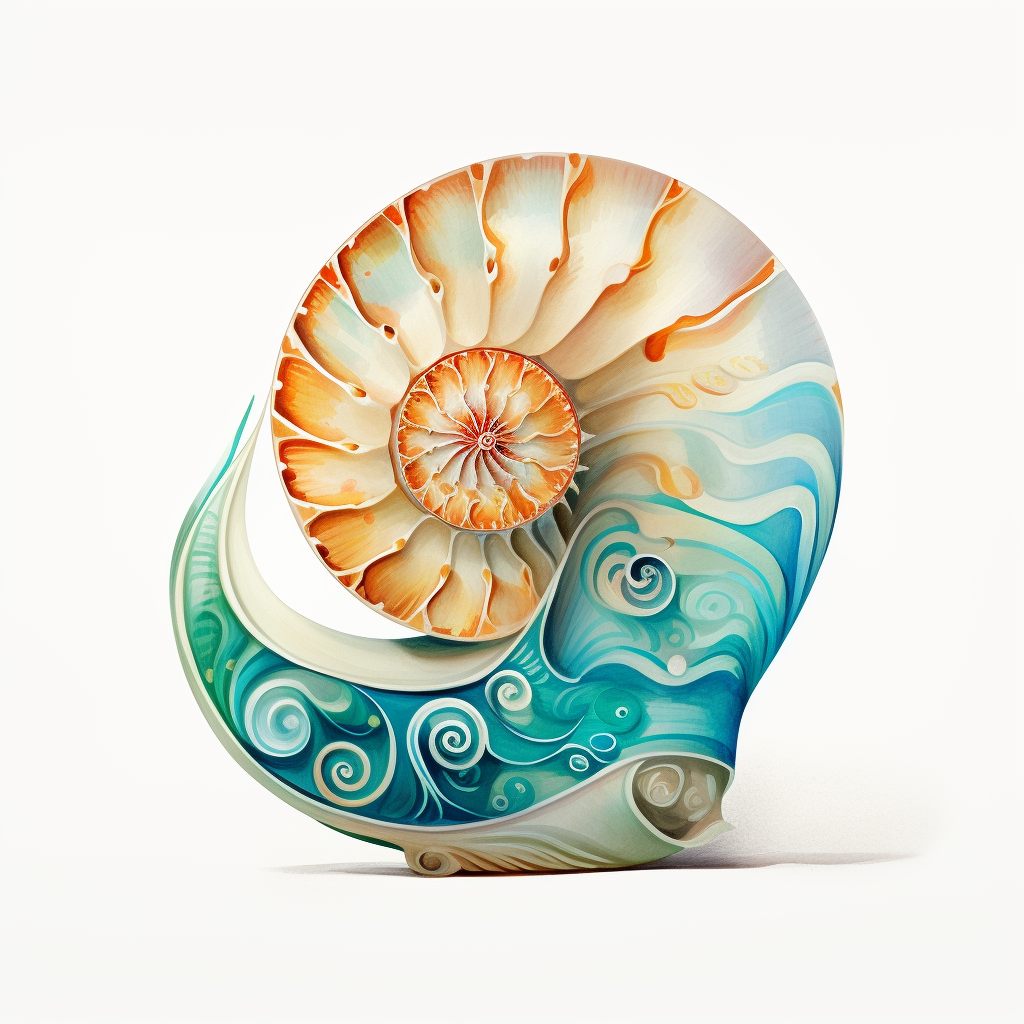 Beautiful Sea Chambered Nautilus on White Background