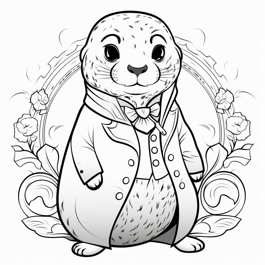 Cute seal with elegant suit