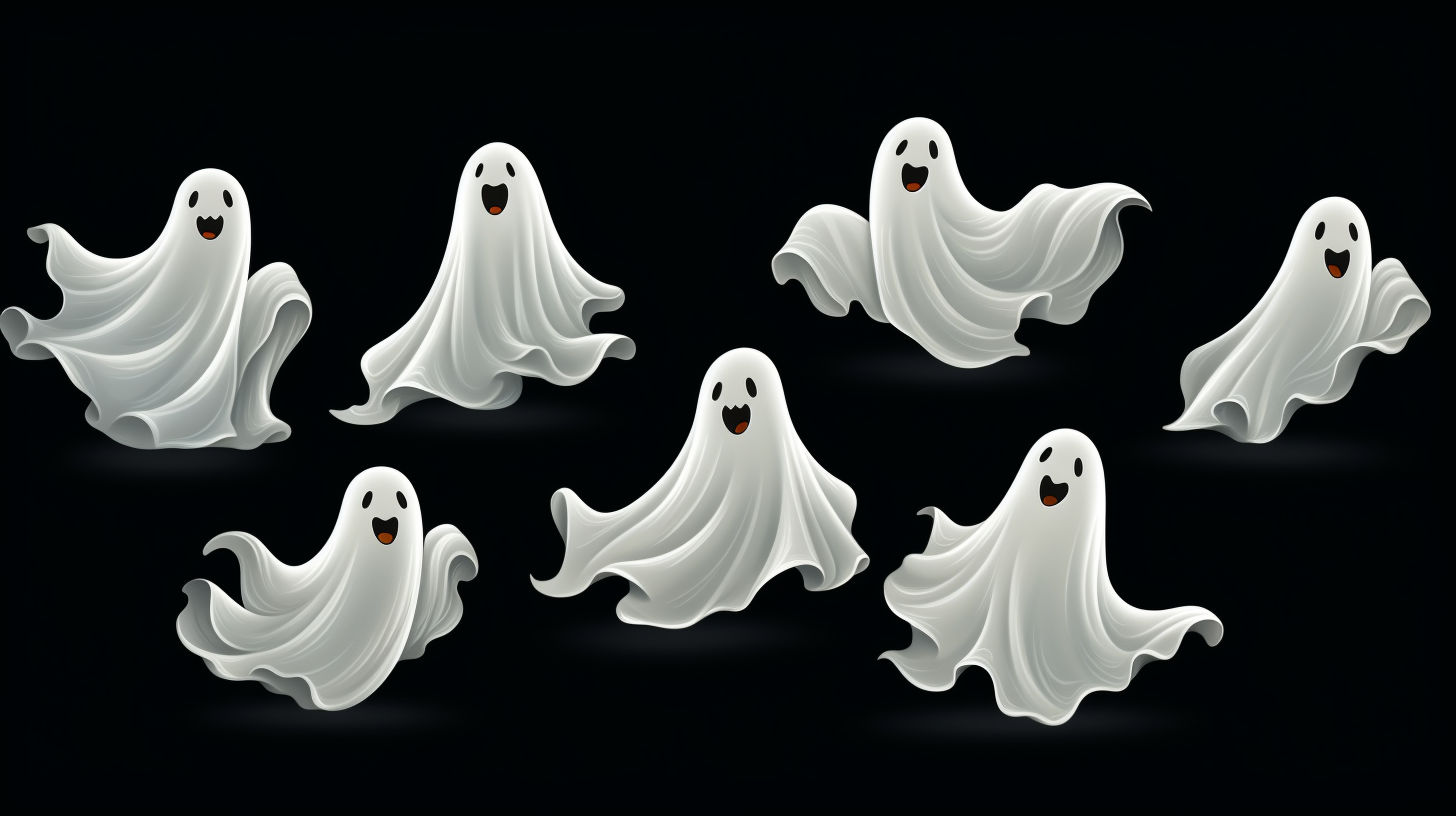 Cute sheet ghosts dancing cartoon