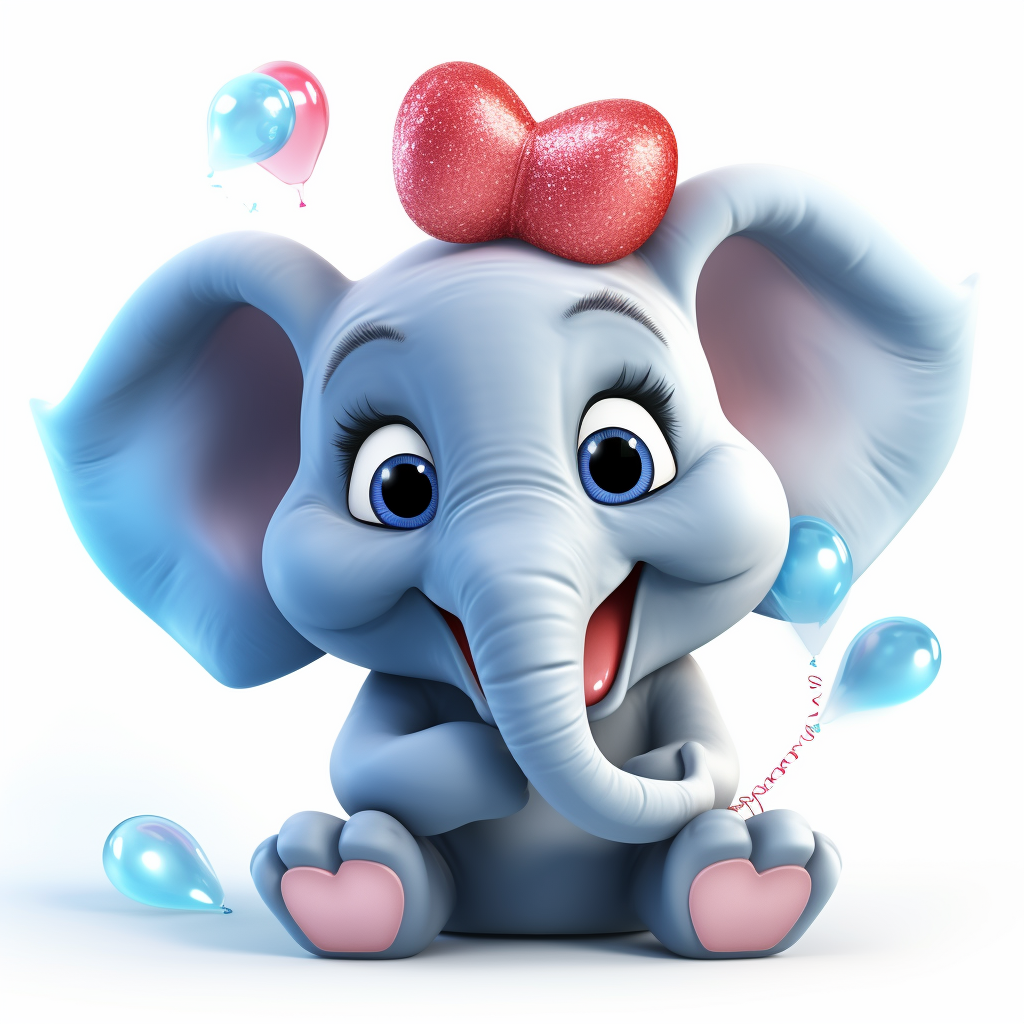 Cute elephant holding a huge heart