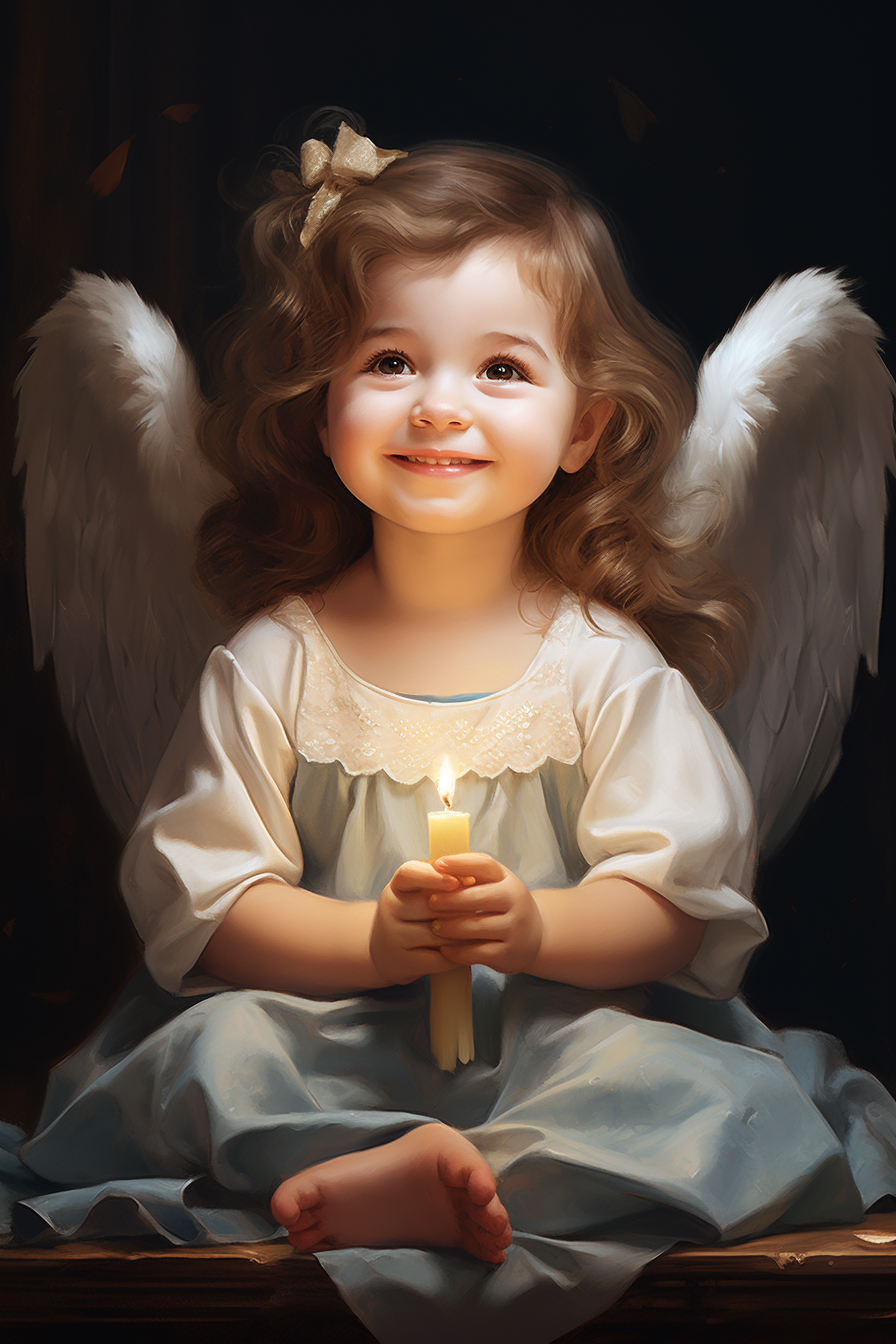 Cute smiling girl with angel wings