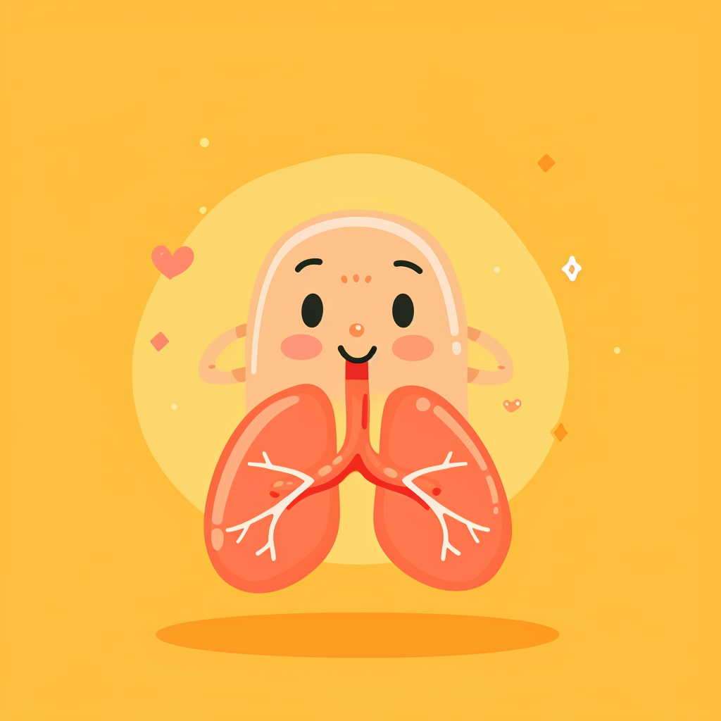 Cute smiling human lung character illustration