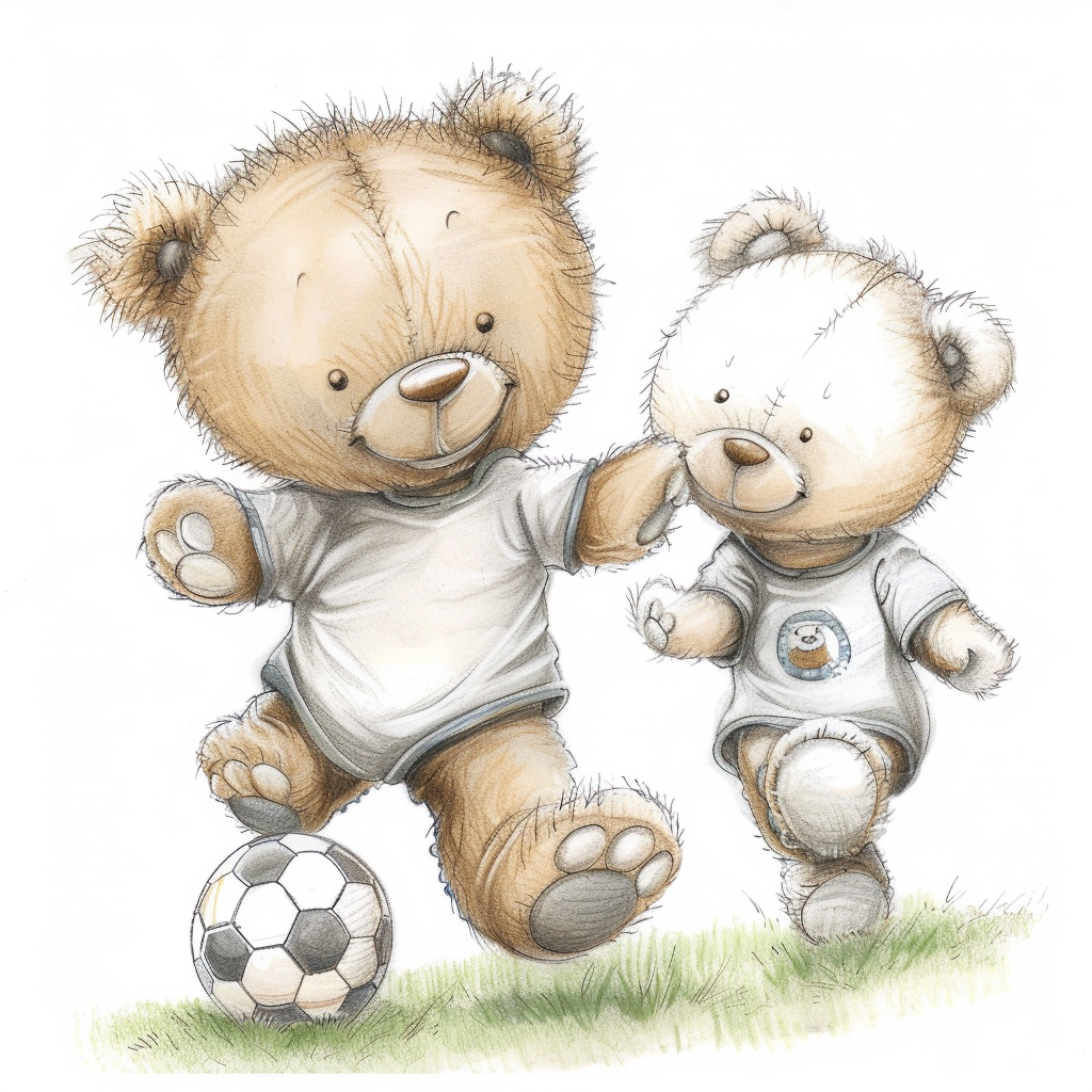 Cute Teddy Bear Playing Soccer