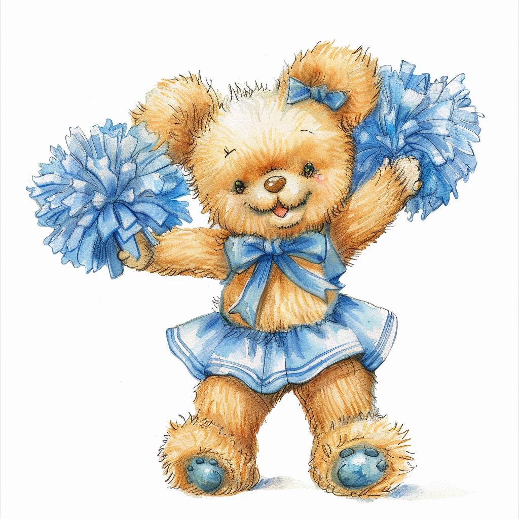 Cute cheerleader teddy bear clipart