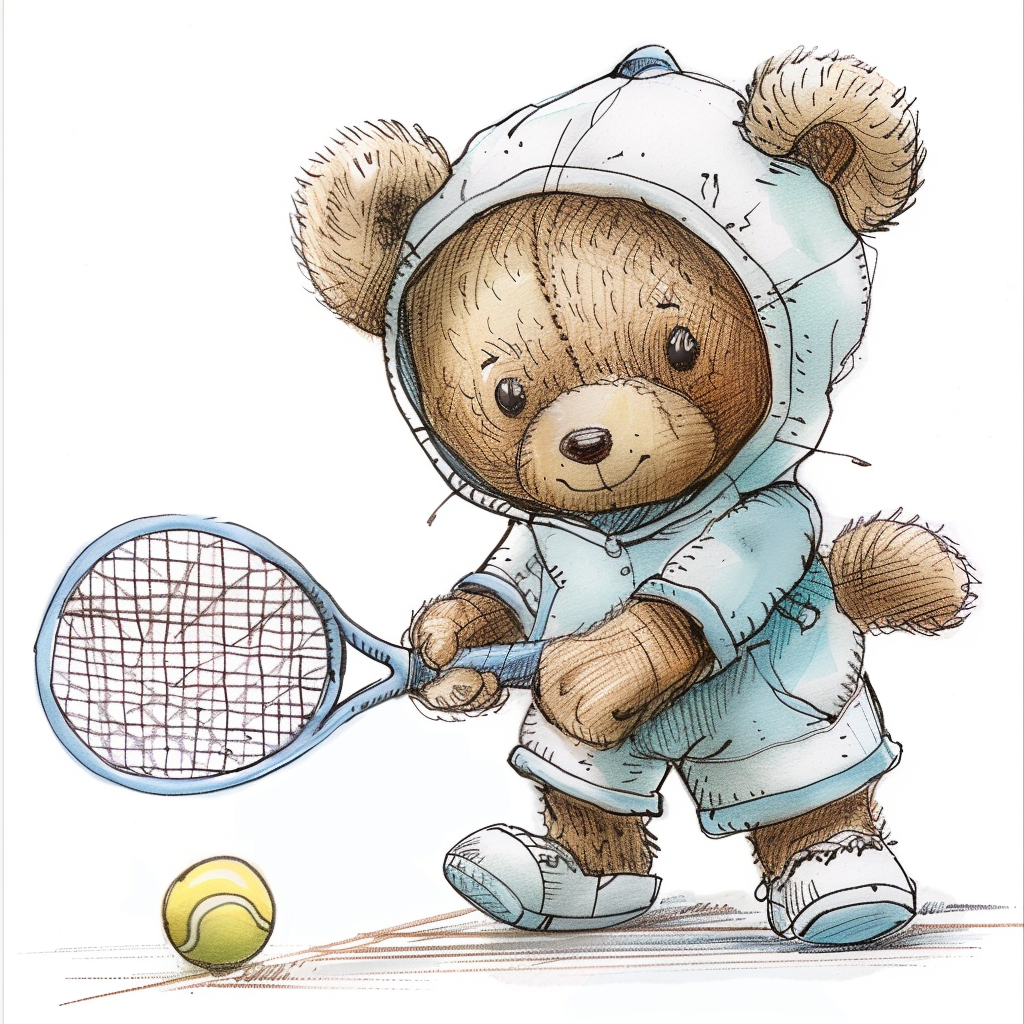 Smiling Tennis Teddy Bear Clipart