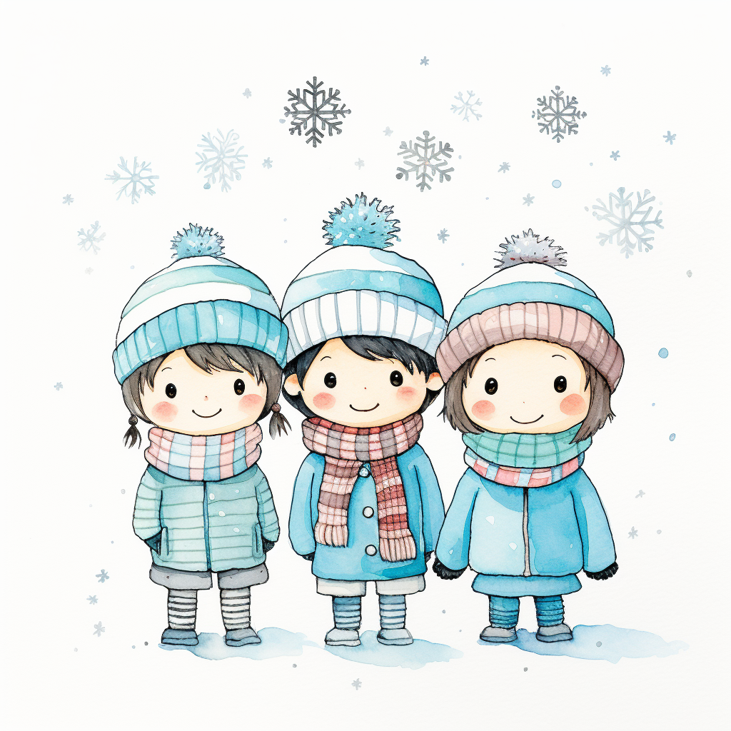 Hand-drawn illustration of cute snowflakes