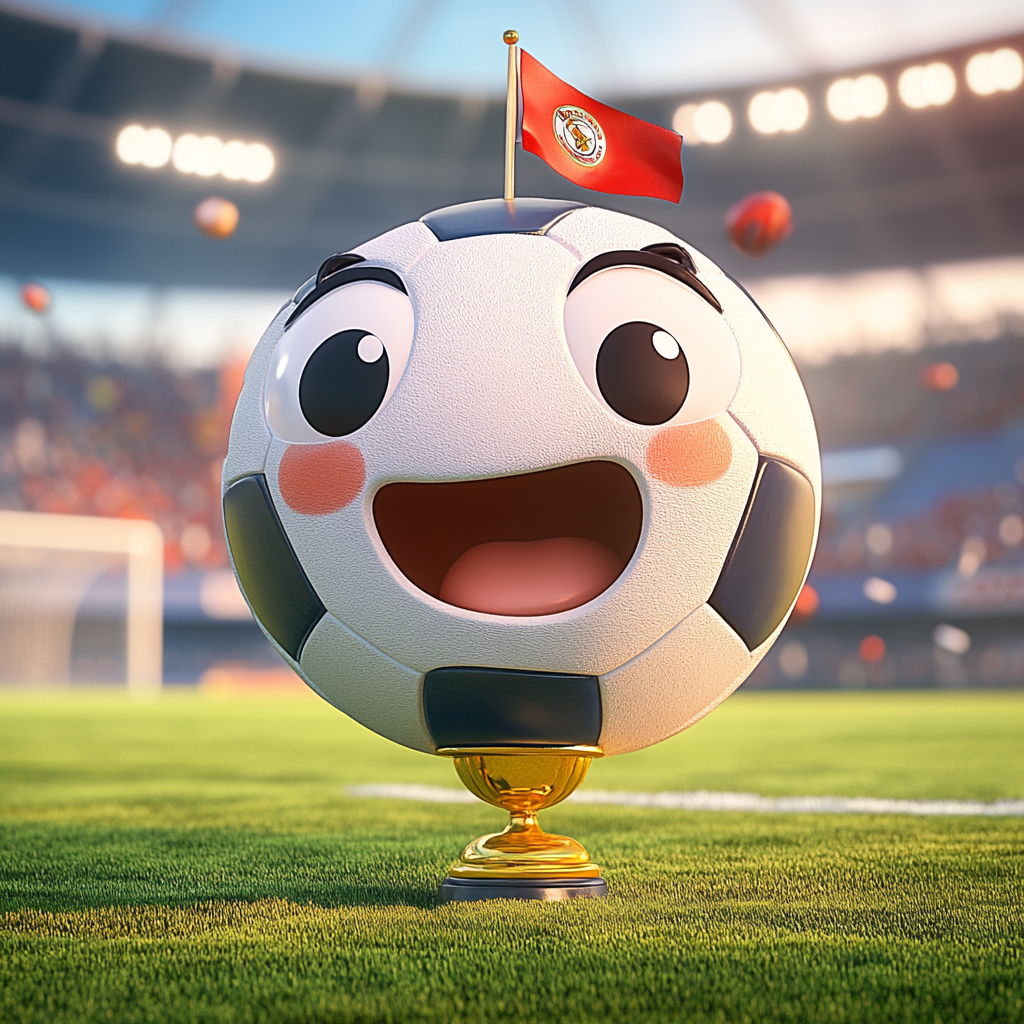 Cute Soccer Ball JAPAB Trophy Excited