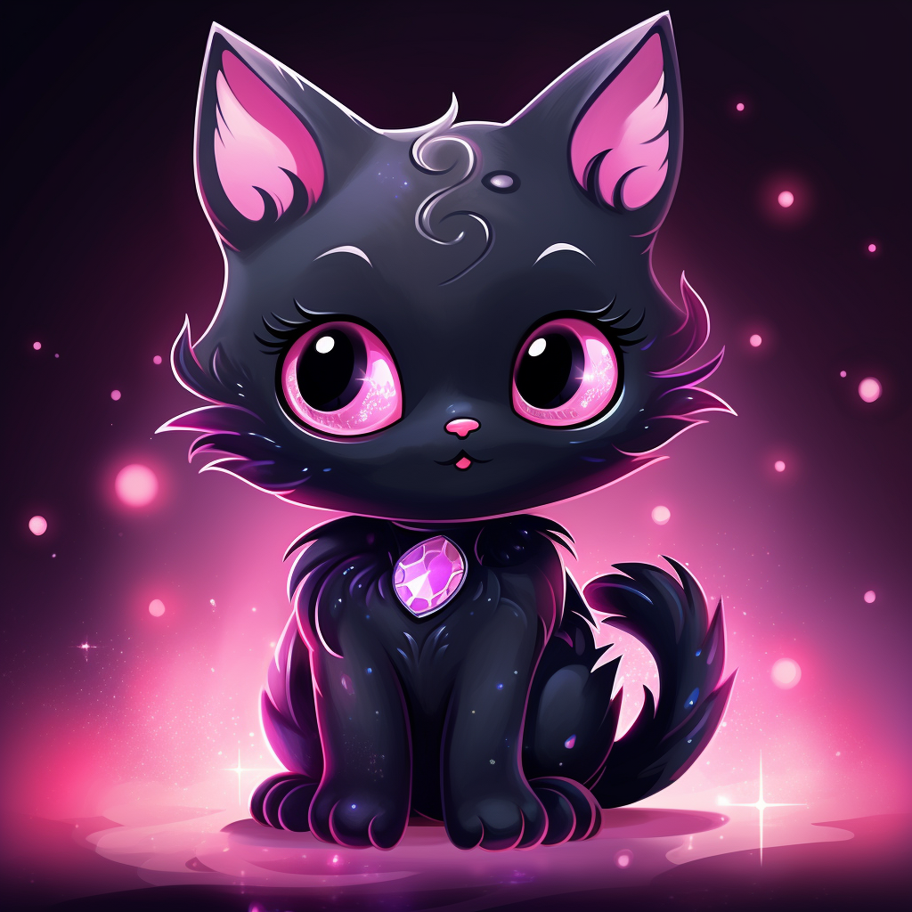 Cute spooky cat cartoon with pink sparkle