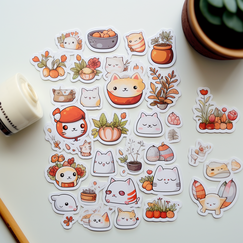 Cute stickers with white border