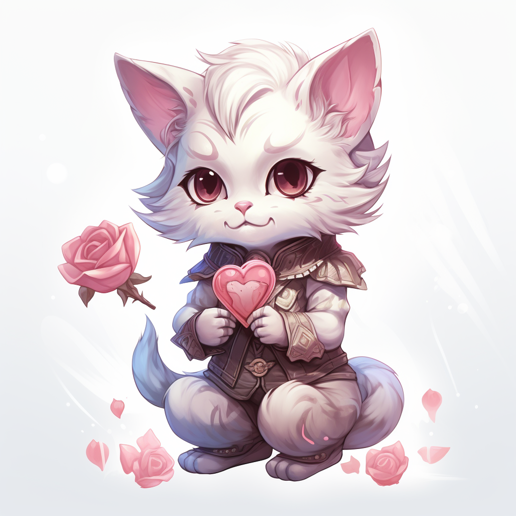 Cute Tabaxi Necromancer Valentine Kawaii Cartoon