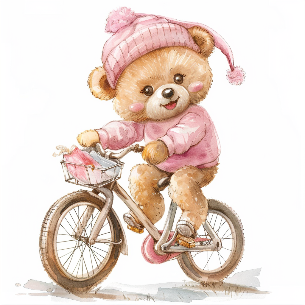 Cute Teddy Bear Bike Clipart