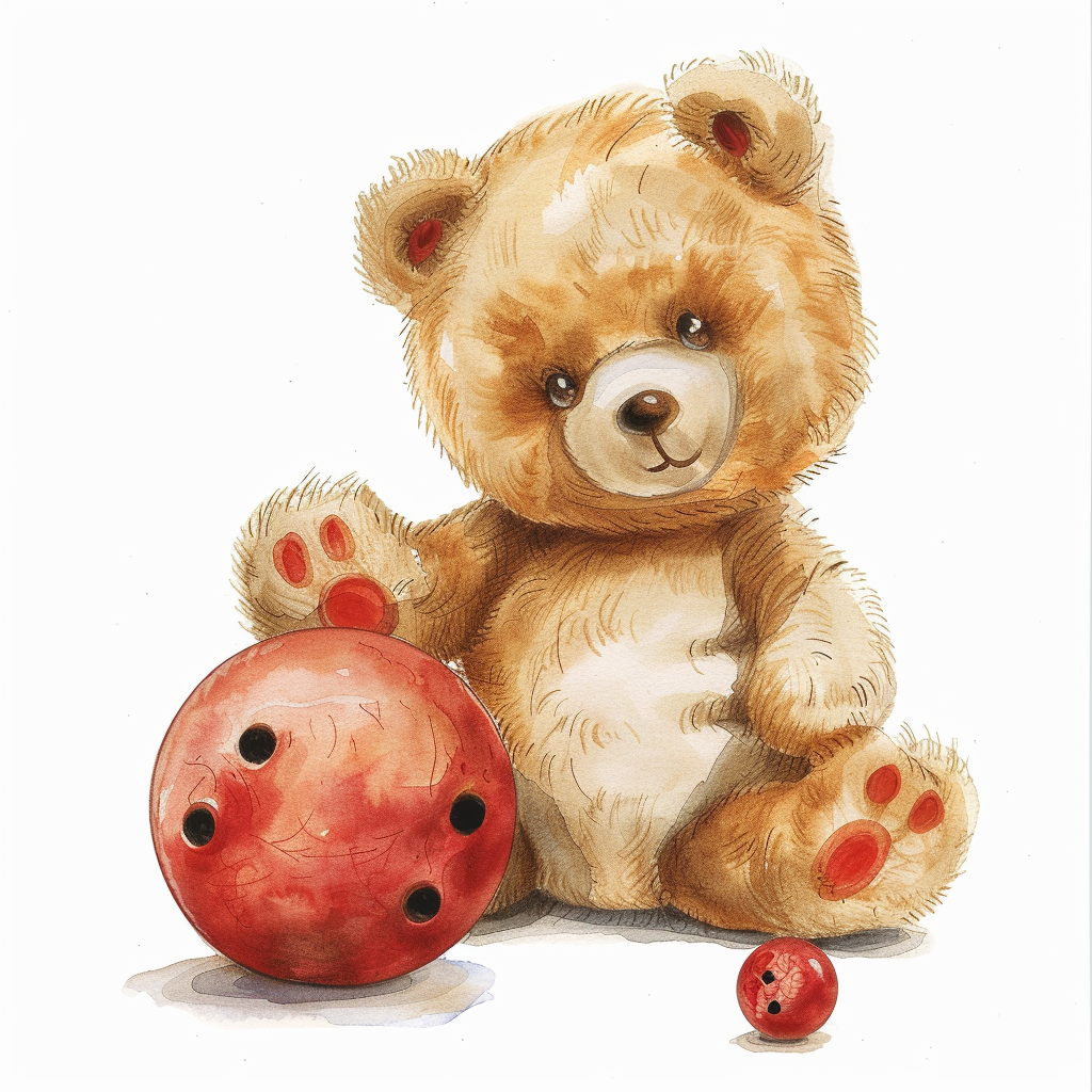 Cute Teddy Bear Bowling Clipart