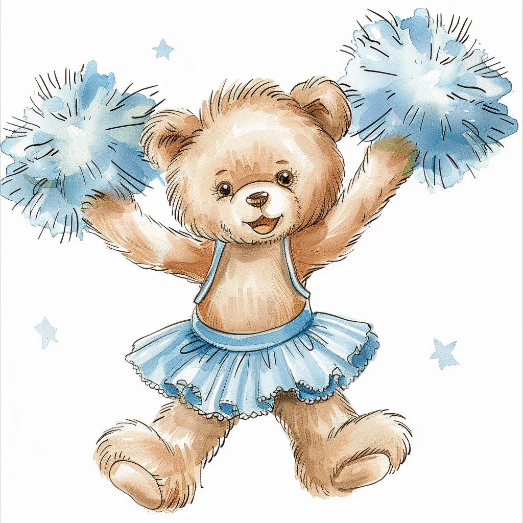 Smiling Teddy Bear Cheerleader Clipart