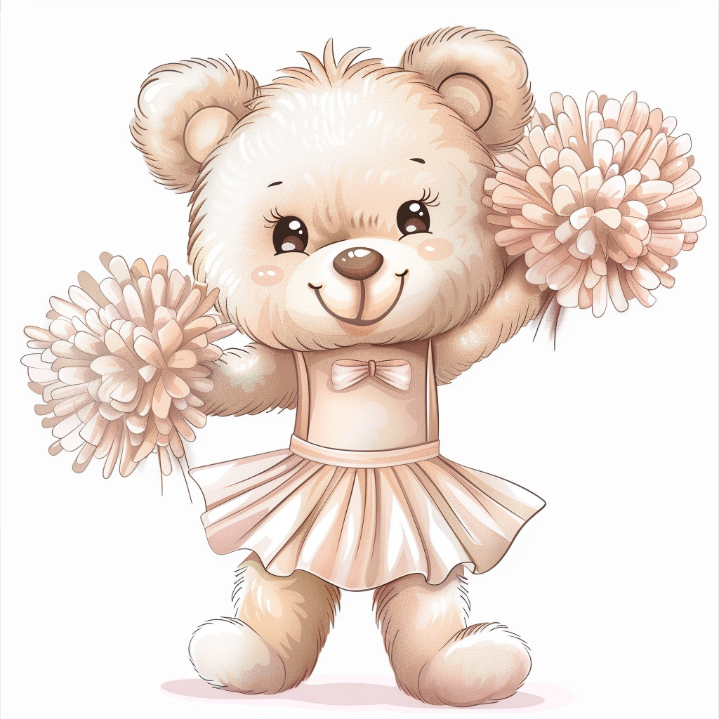 Adorable Teddy Bear Cheering Clipart