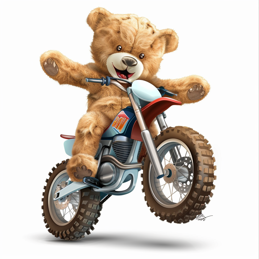 Smiling Teddy Bear Dirt Bike