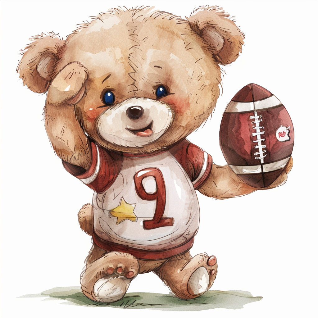 Cute Teddy Bear Football Clipart