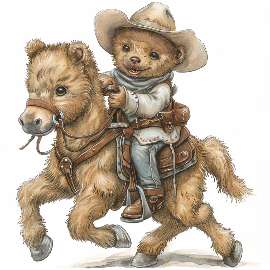 Smiling Teddy Bear Riding Horse