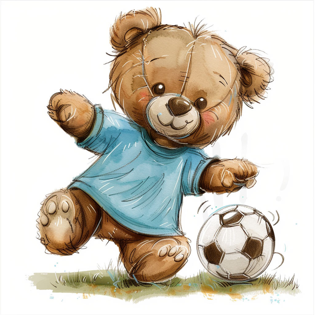 Smiling Teddy Bear Soccer Player