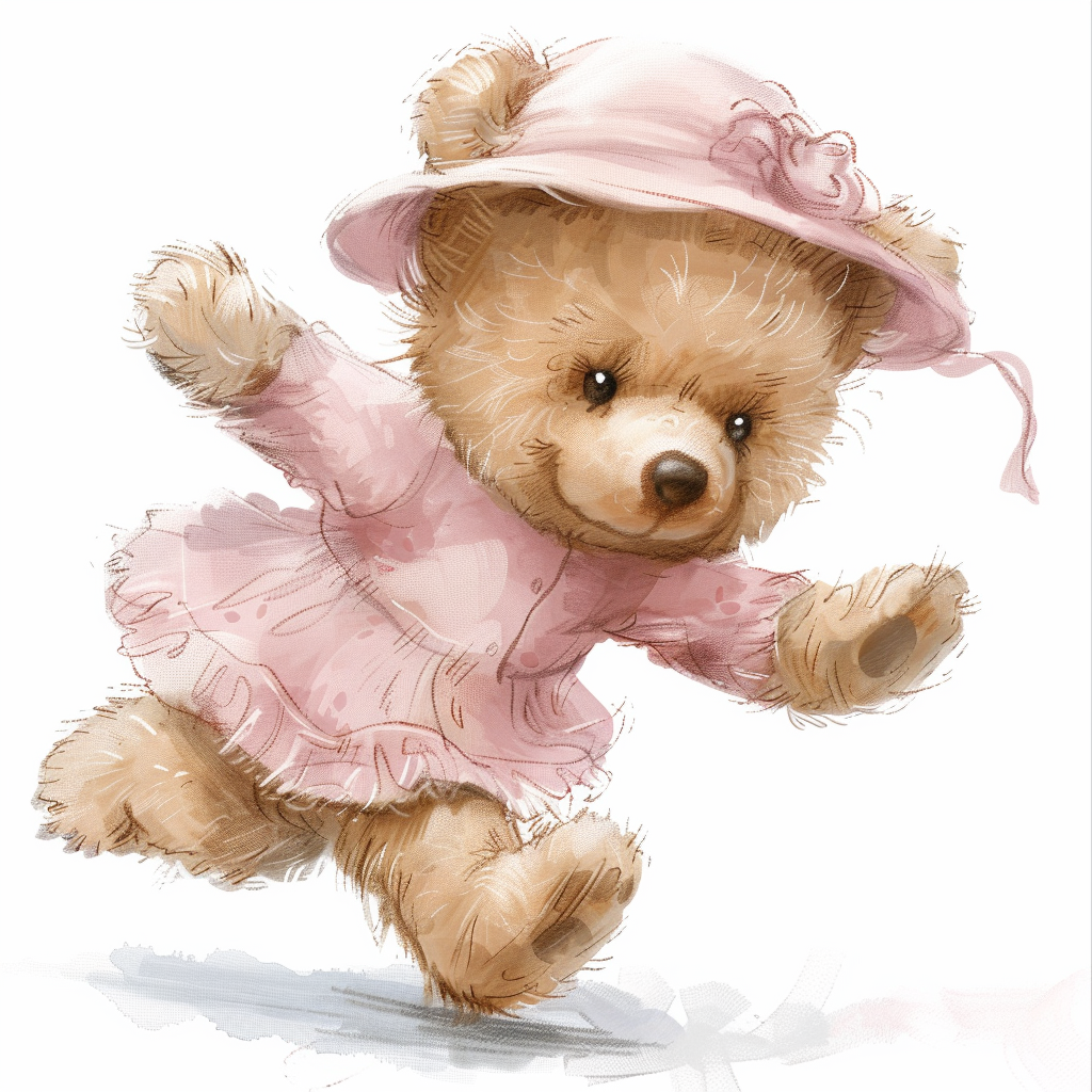 Cute Teddy Bear Running Clipart