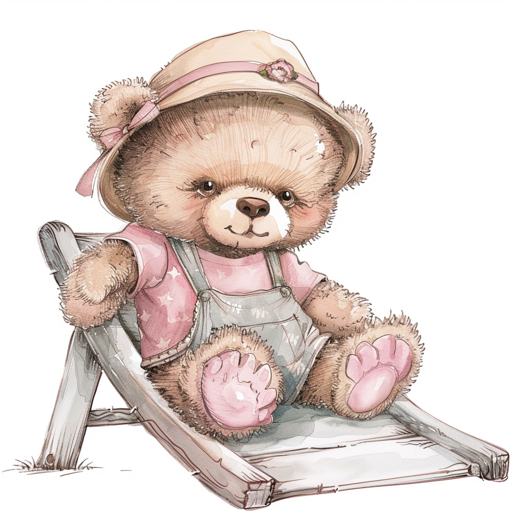 Cute Teddy Bear on Slide